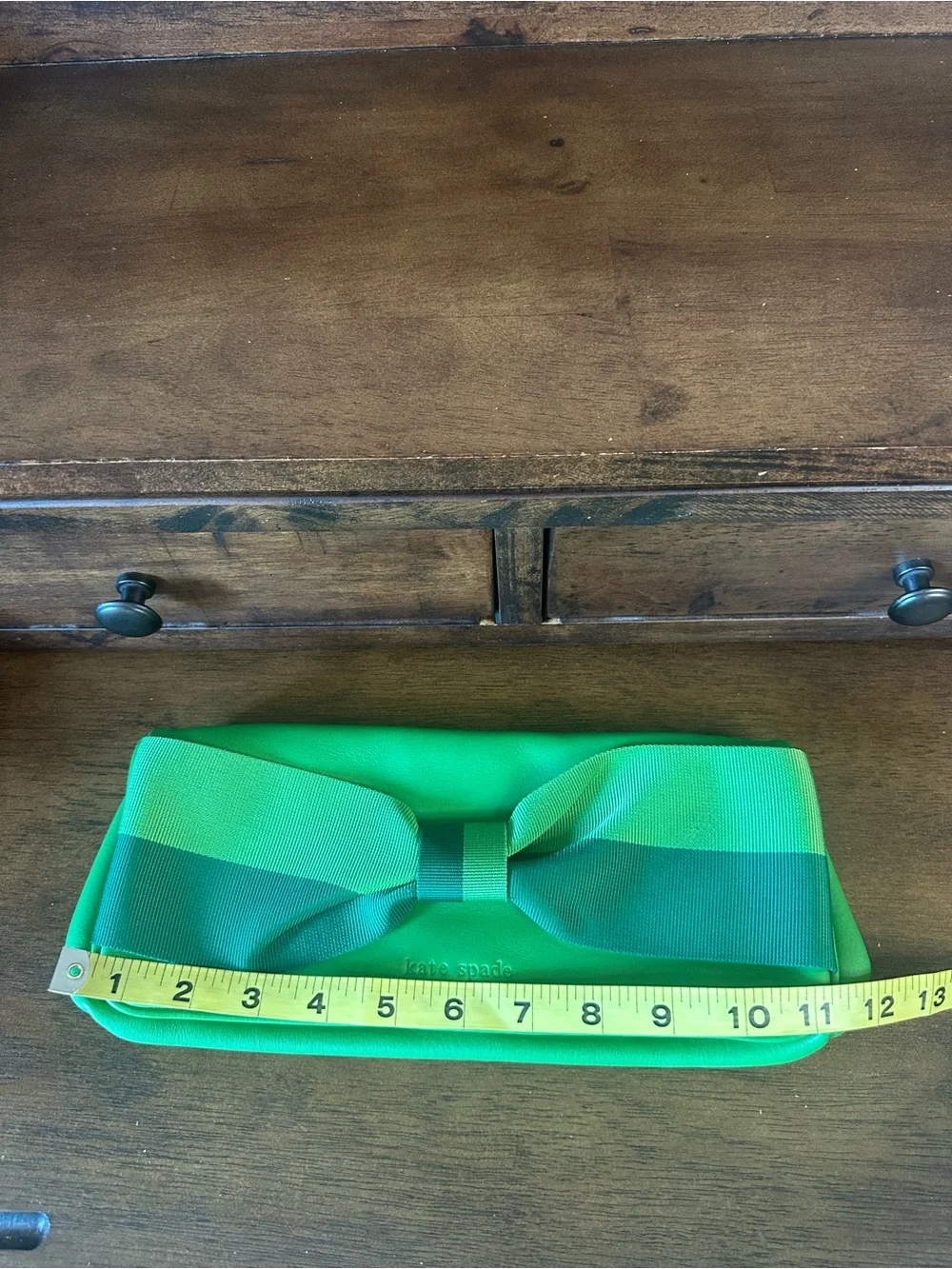 Kate Spade $245 MSRP Mirra Green Bow Clutch